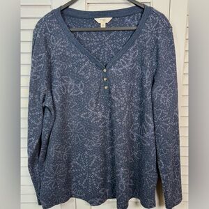 Terra & Sky Women’s Plus Waffle V Neck Henley Top